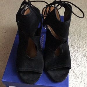 Aquazzura black suede heels